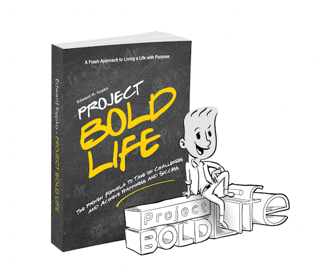 Boldy Sitting on Project Bold LIfe Book Banner