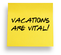 vacation promote creativity and relieve stress sticky note